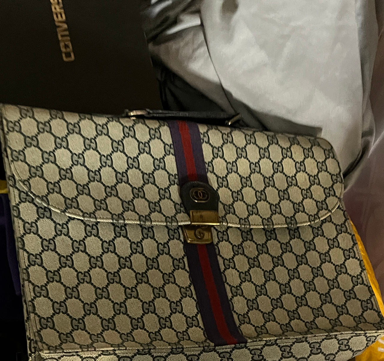 Gucci Vintage GG Supreme Web Stripe Briefcase