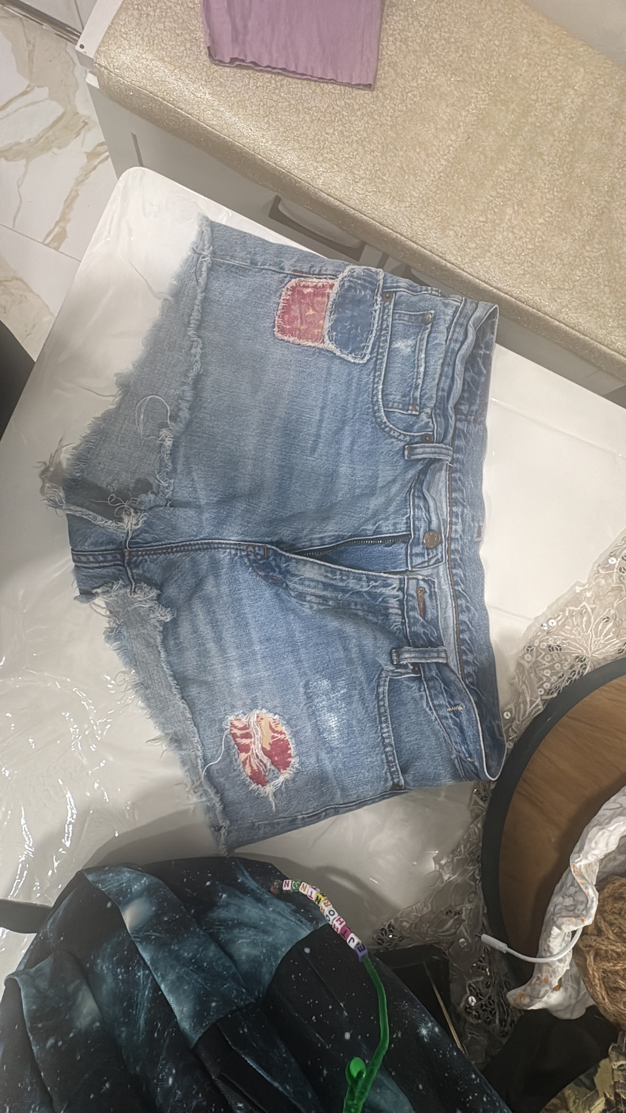 Distressed Denim Shorts