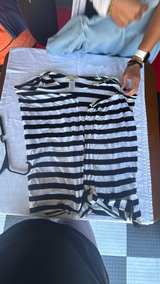 Michael Kors Striped Cold Shoulder Top with Gold Hardware - Image 2