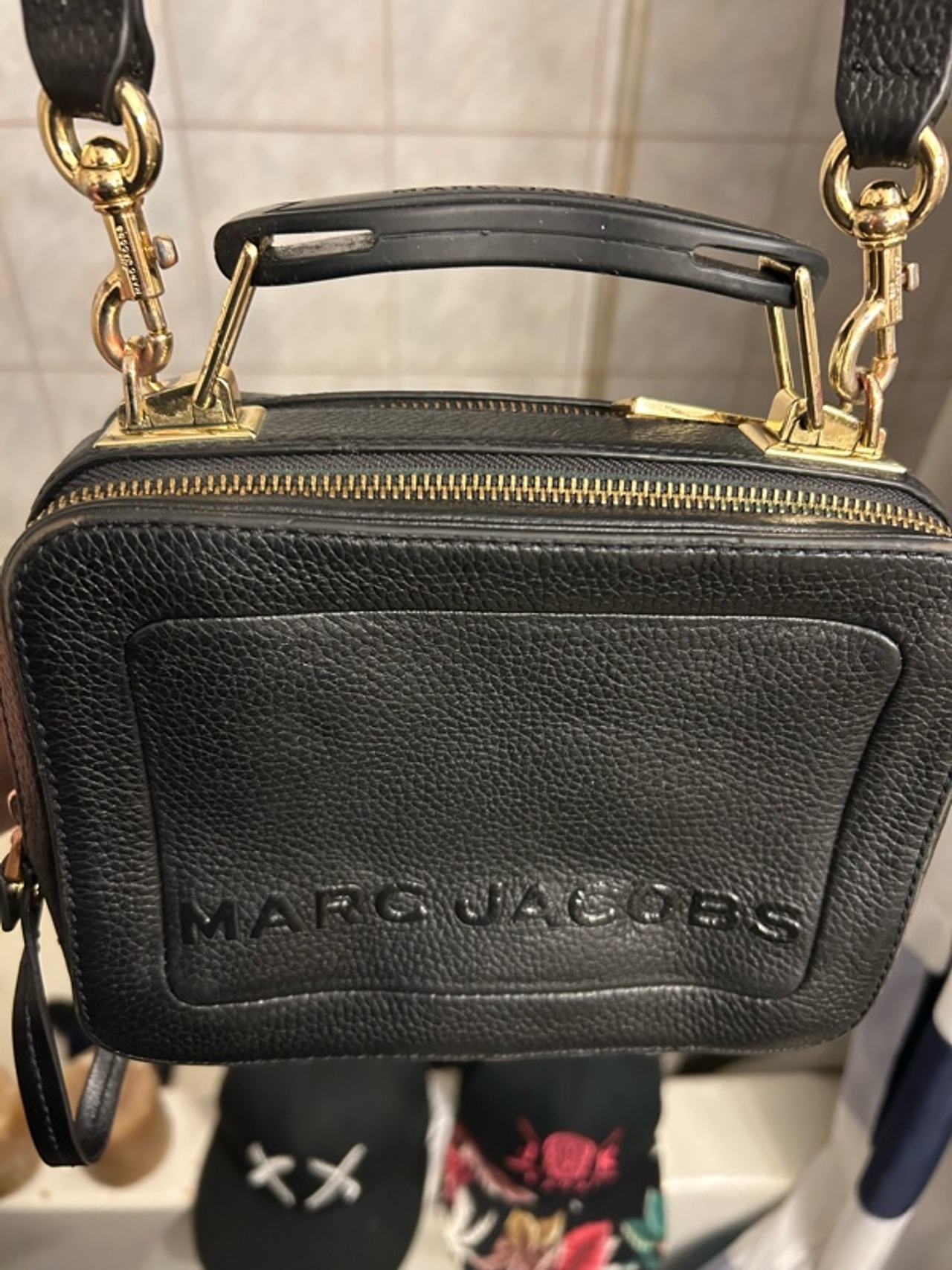 Marc Jacobs The Box 2 Black Goldtone Crossbody Bag
