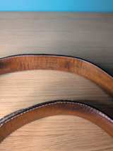 Snakeskin Pattern Leather Belt with Zig-Zag Stitching - Image 3