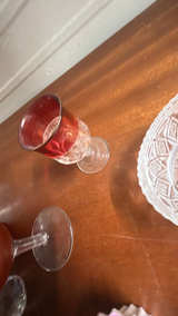 Indiana Diamond Point Ruby Mayonnaise Bowl 1949 crystal and porcelain set of 10 - Image 7