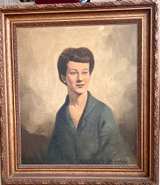Vintage Mid-Century Female Portrait Oil Painting - Image 2