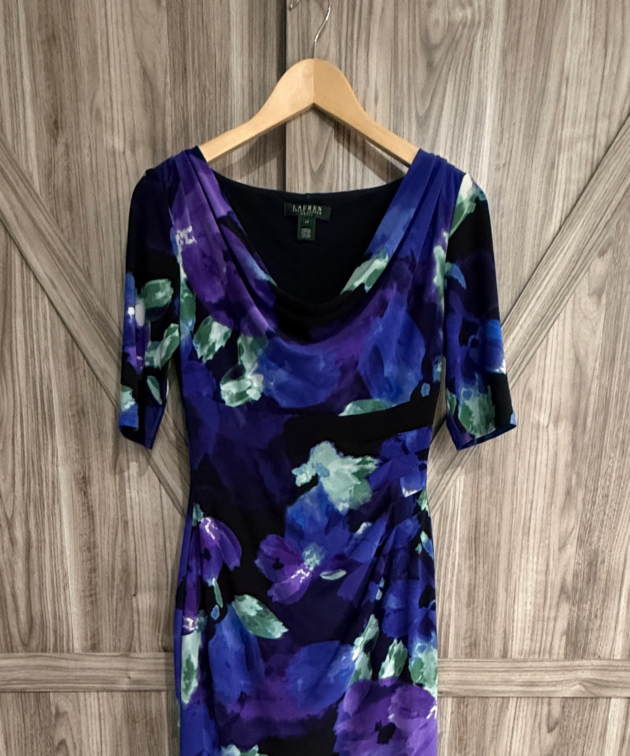 Lauren Ralph Lauren Floral Cowl Neck Sheath Dress size 4P