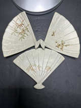 Vintage Kyoto Kiyomizu Ware Unraku Kiln Fan-Shaped Small Plates - Image 1