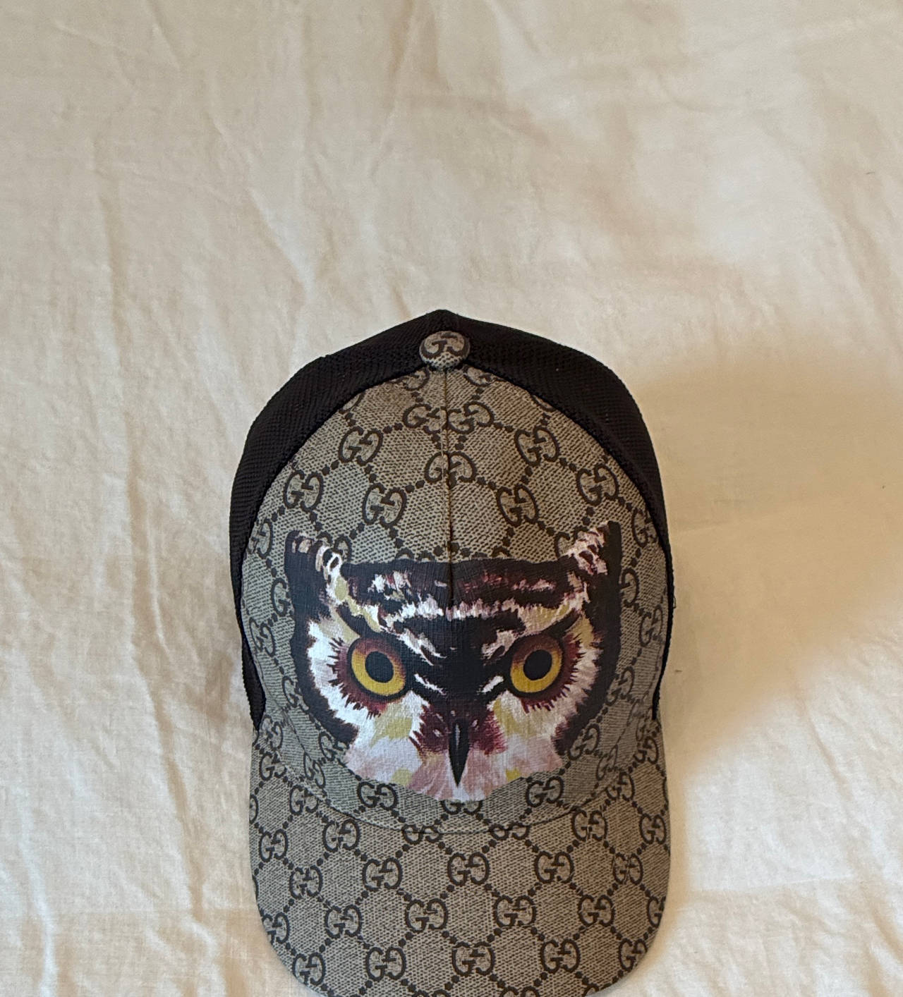 Gucci GG Supreme Owl Print Mesh Baseball Hat
