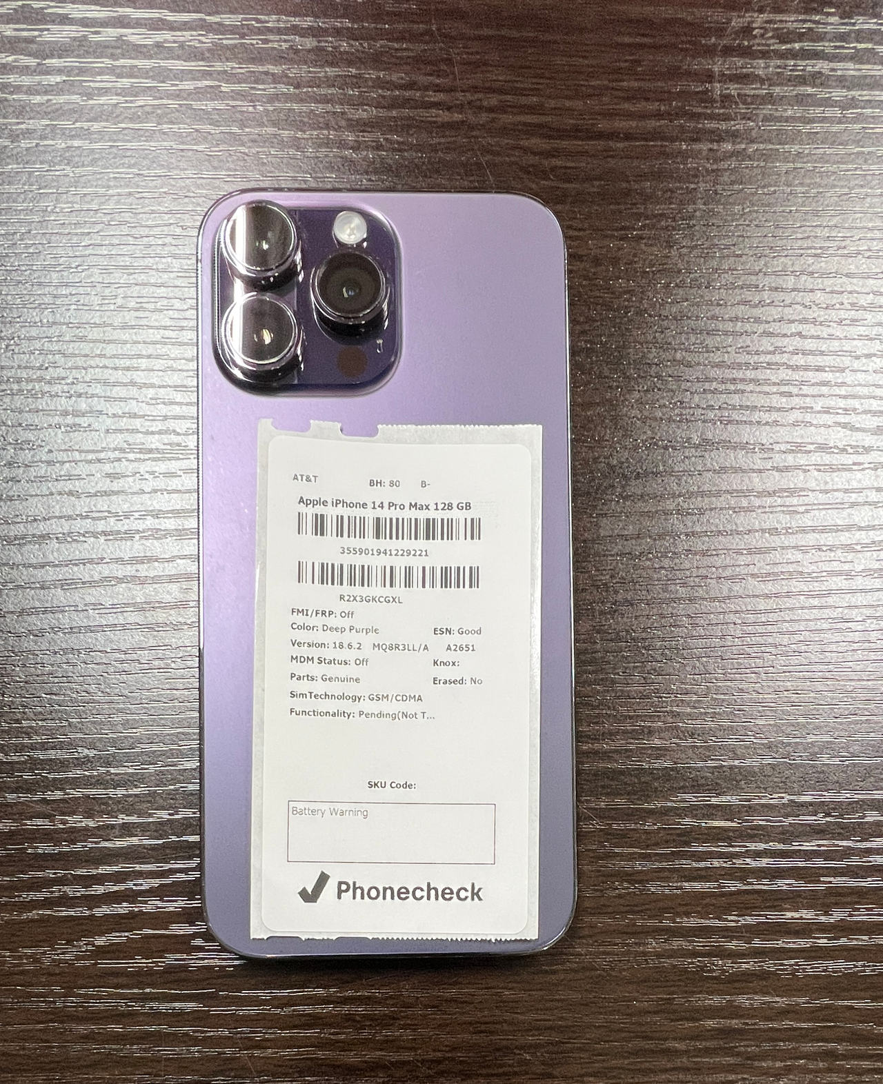 Apple iPhone 14 Pro Max 128GB Deep Purple-AT&T LOCKED