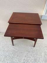 Vintage Wood Nightstand with Drawer and Curved Shelf - Image 2