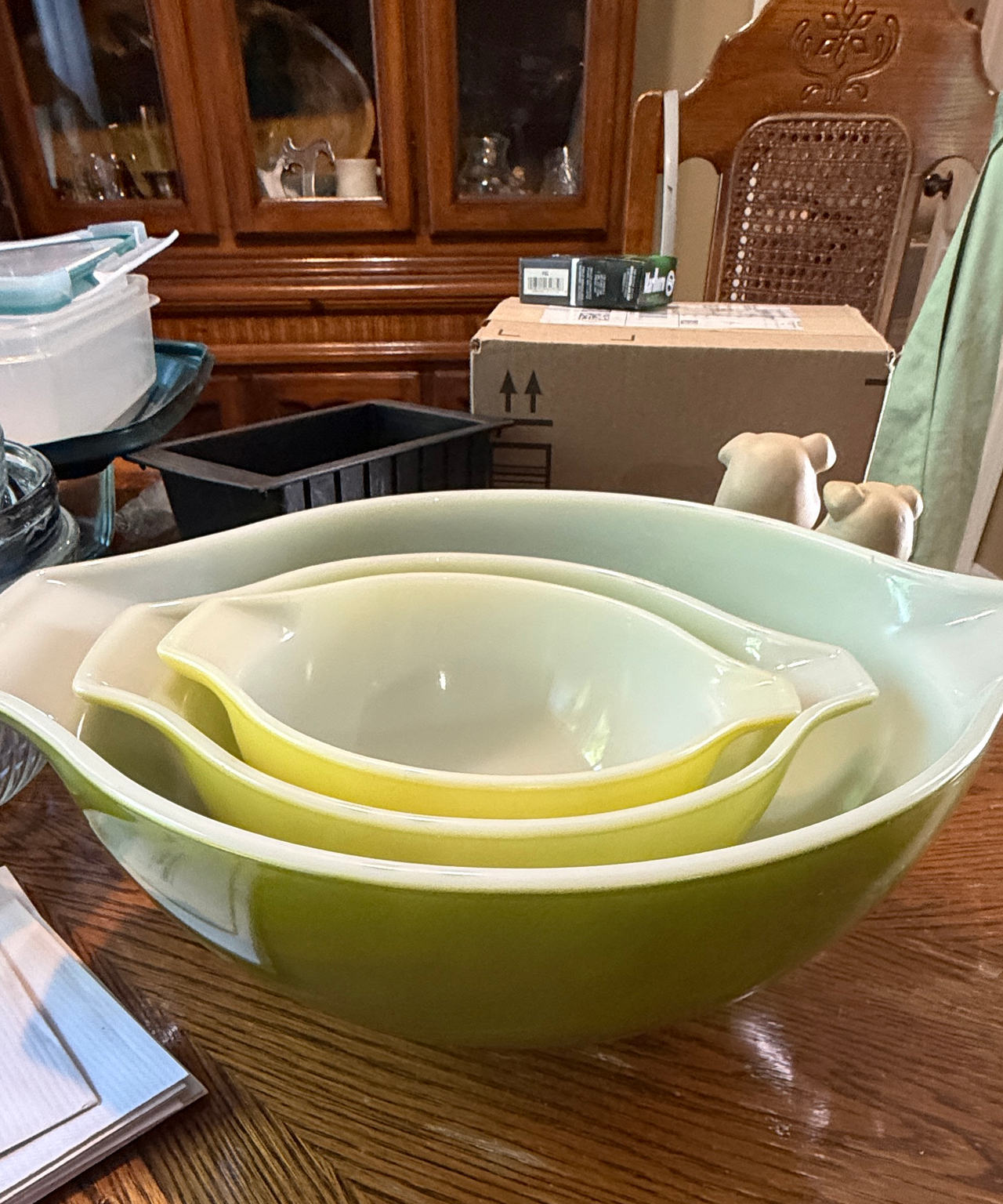 Pyrex Verde Cinderella Mixing Bowls Set of 3