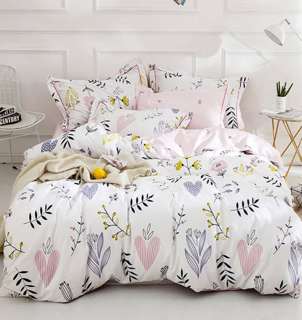 HighBuy Coquette Girls Duvet Cover Bedding Set Twin, Floral, Aesthetic, White