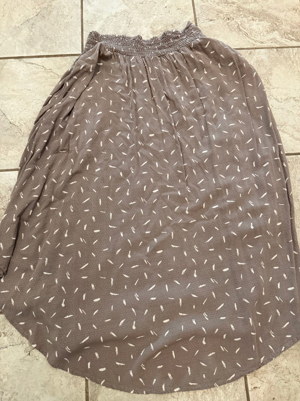 Smocked Waist Patterned Midi Skirt