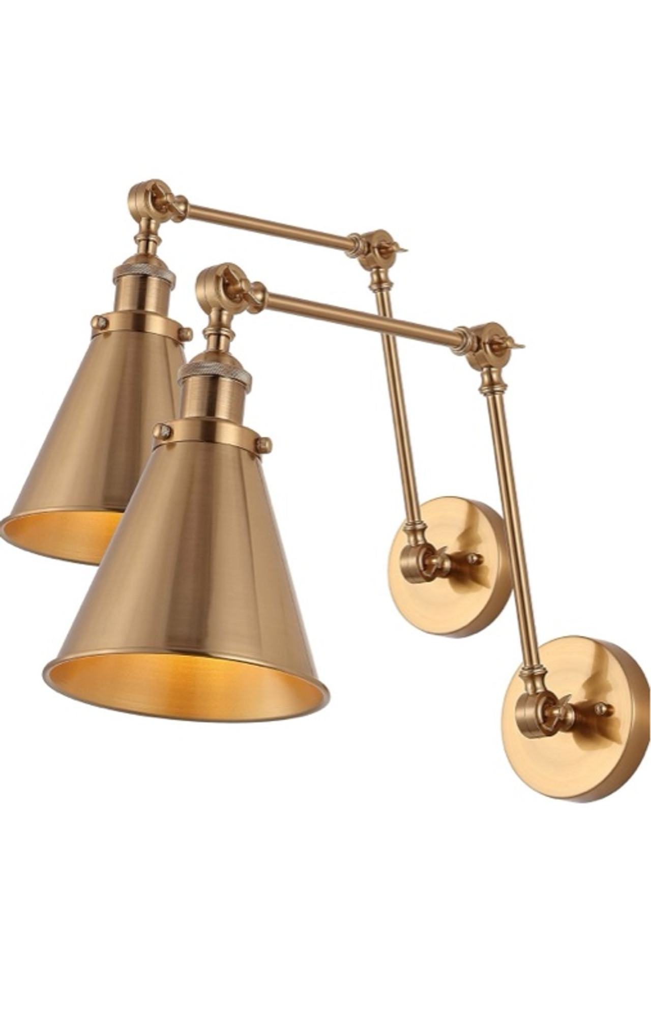 Jonathan Y Rover 7" Brass Gold Adjustable Arm LED Wall Sconce (Set of 2)