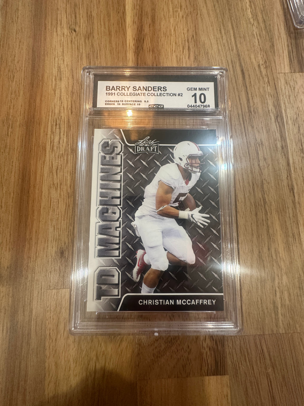 Christian McCaffrey 2017 Leaf Draft TD Machines Card ERROR Grading Label Card!!!