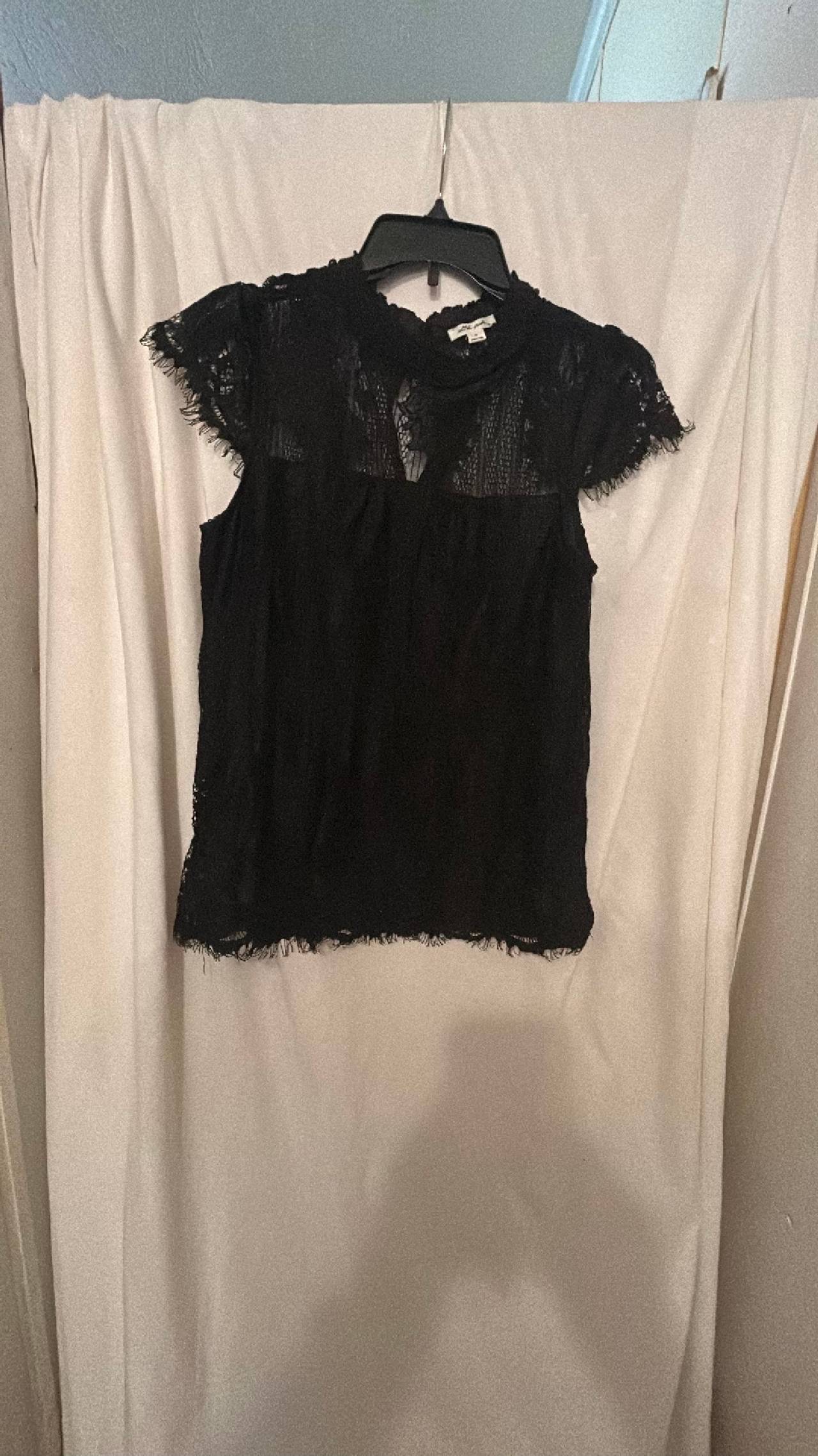 Ultra Pink Black Lace High Neck Top