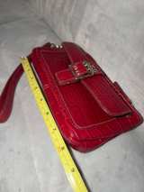ANN TAYLOR Red Croc Embossed Wristlet Clutch - Image 2