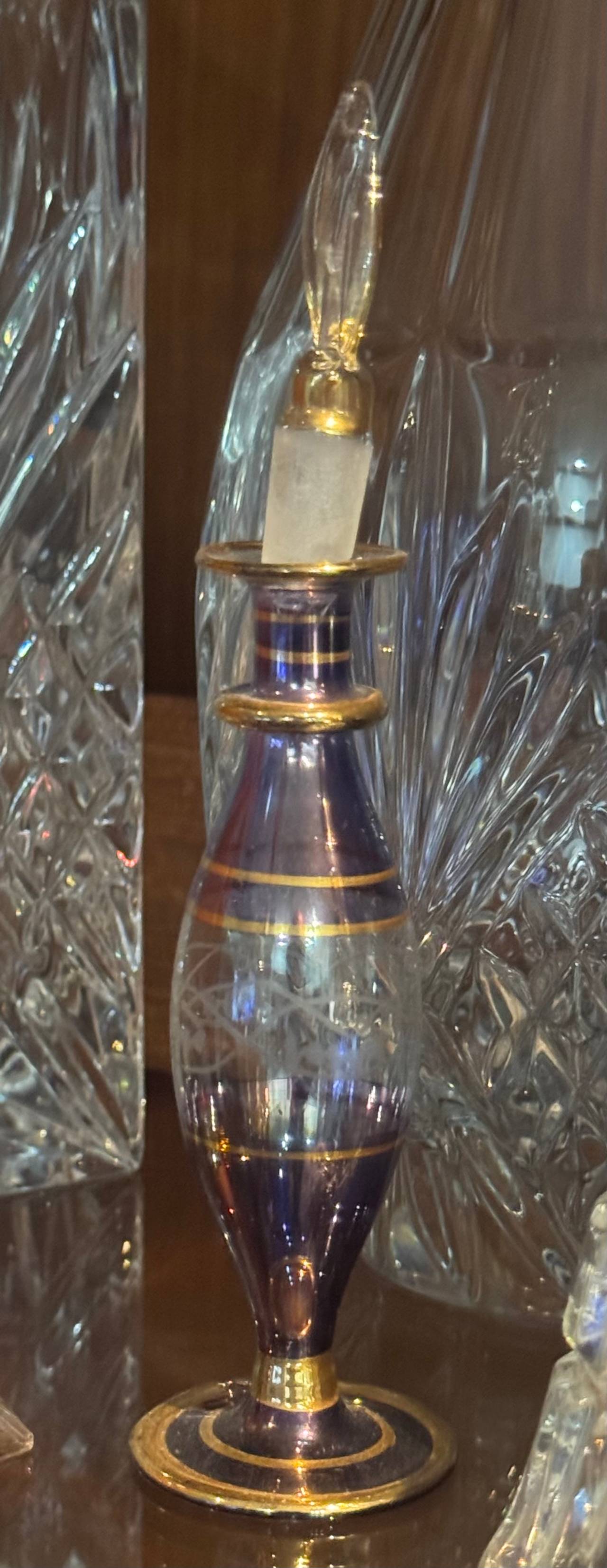 Vintage Egyptian Style Hand-Blown Glass Perfume Bottle