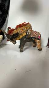 Vintage Indian Patchwork Embroidered Bull Figurine - Image 4