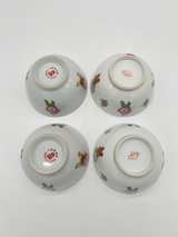 4 Vintage Chinese Porcelain Rice Bowls Figural Medallion Gold Rim - Image 2
