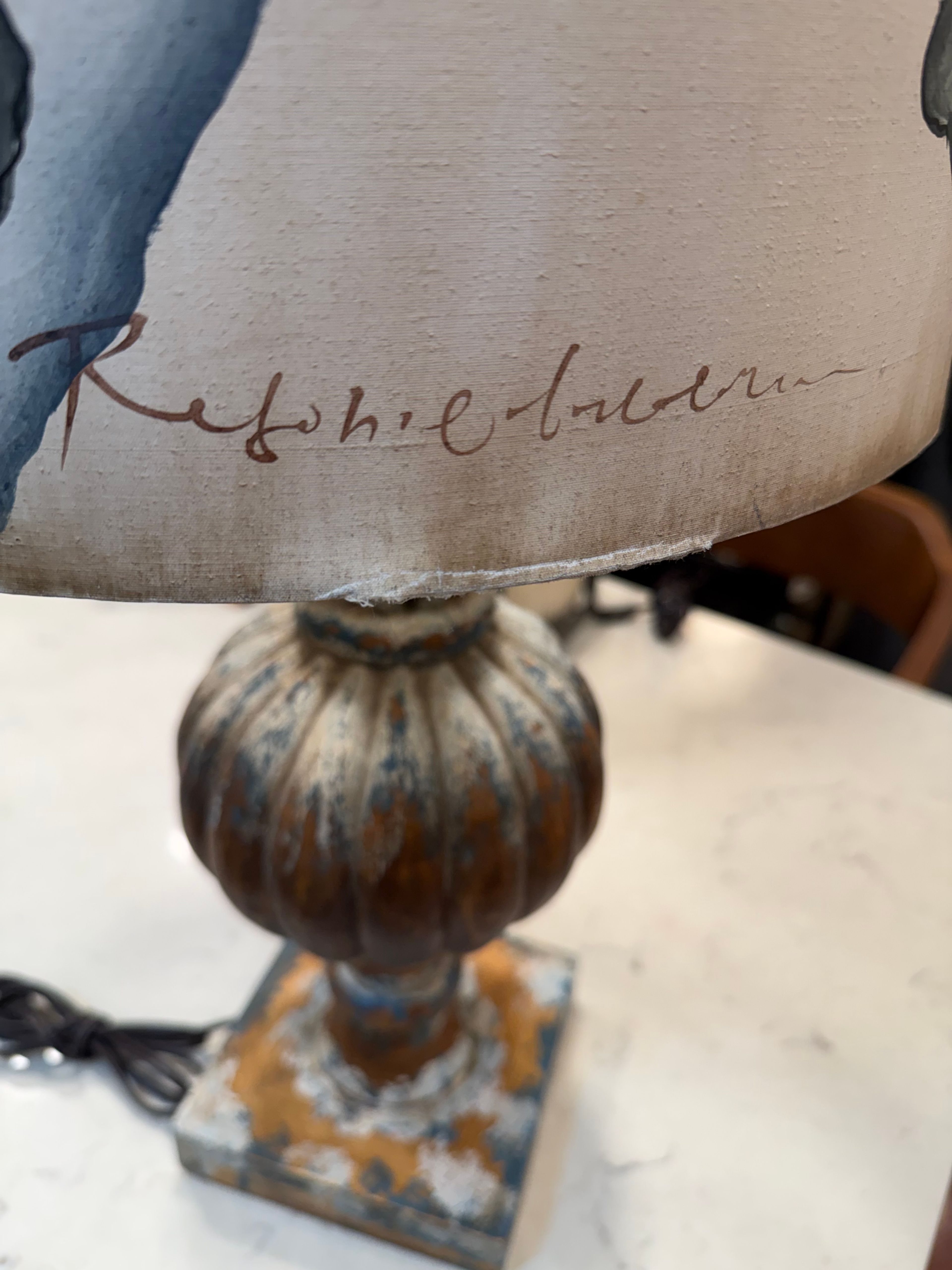 Distressed Table Lamp with Butterfly Shade - Image 5