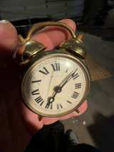 Bulova Wind-Up Twin Bell Alarm Clock Brass - Image 1
