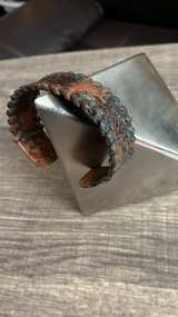 Vintage Copper Cuff Bracelet with Braided Edge - Image 1