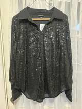Torrid Black Sequin Button-Up Shirt - Image 2