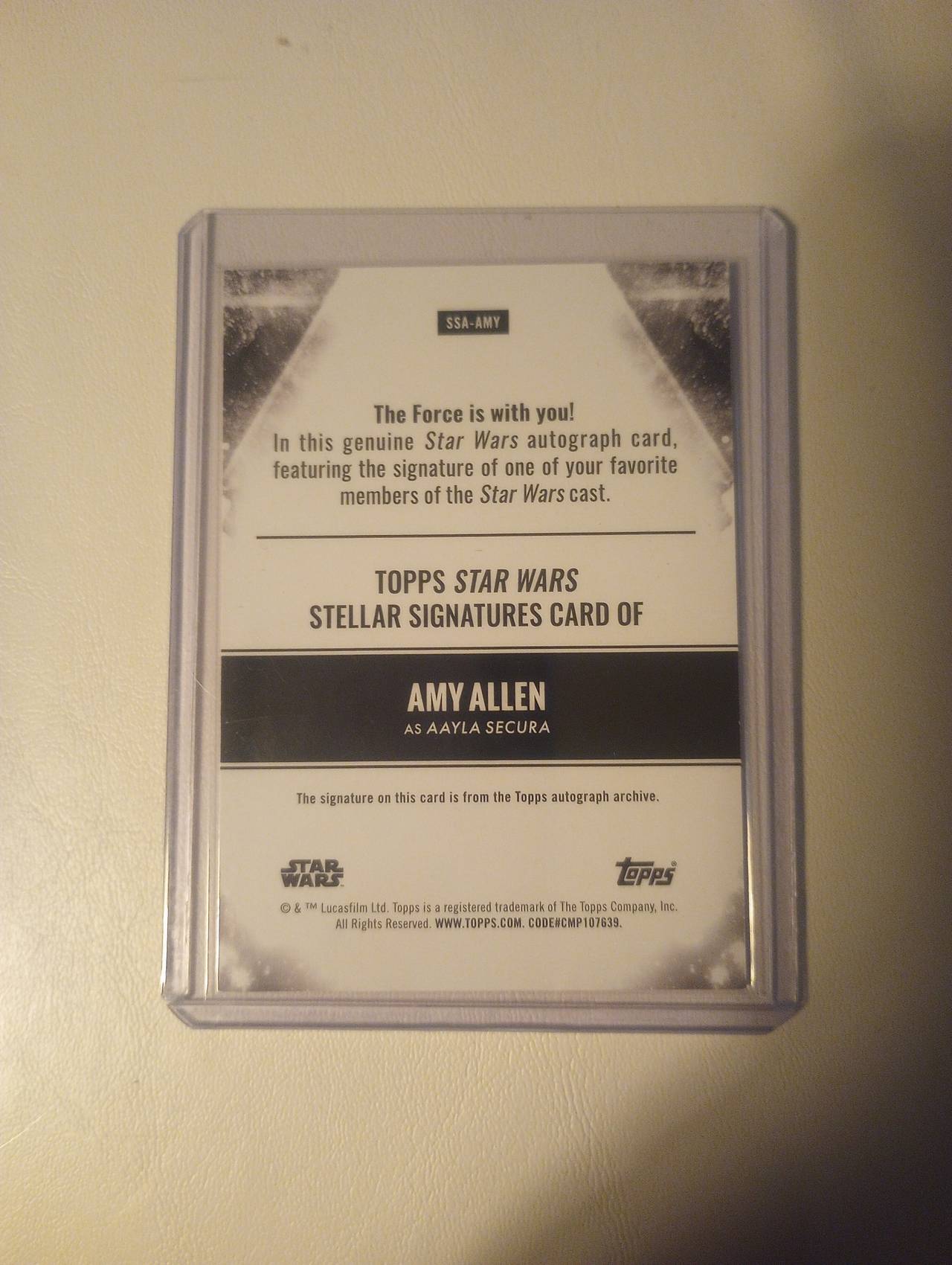 2020 Topps Star Wars Masterwork Amy Allen Aayla Secura Autograph Card