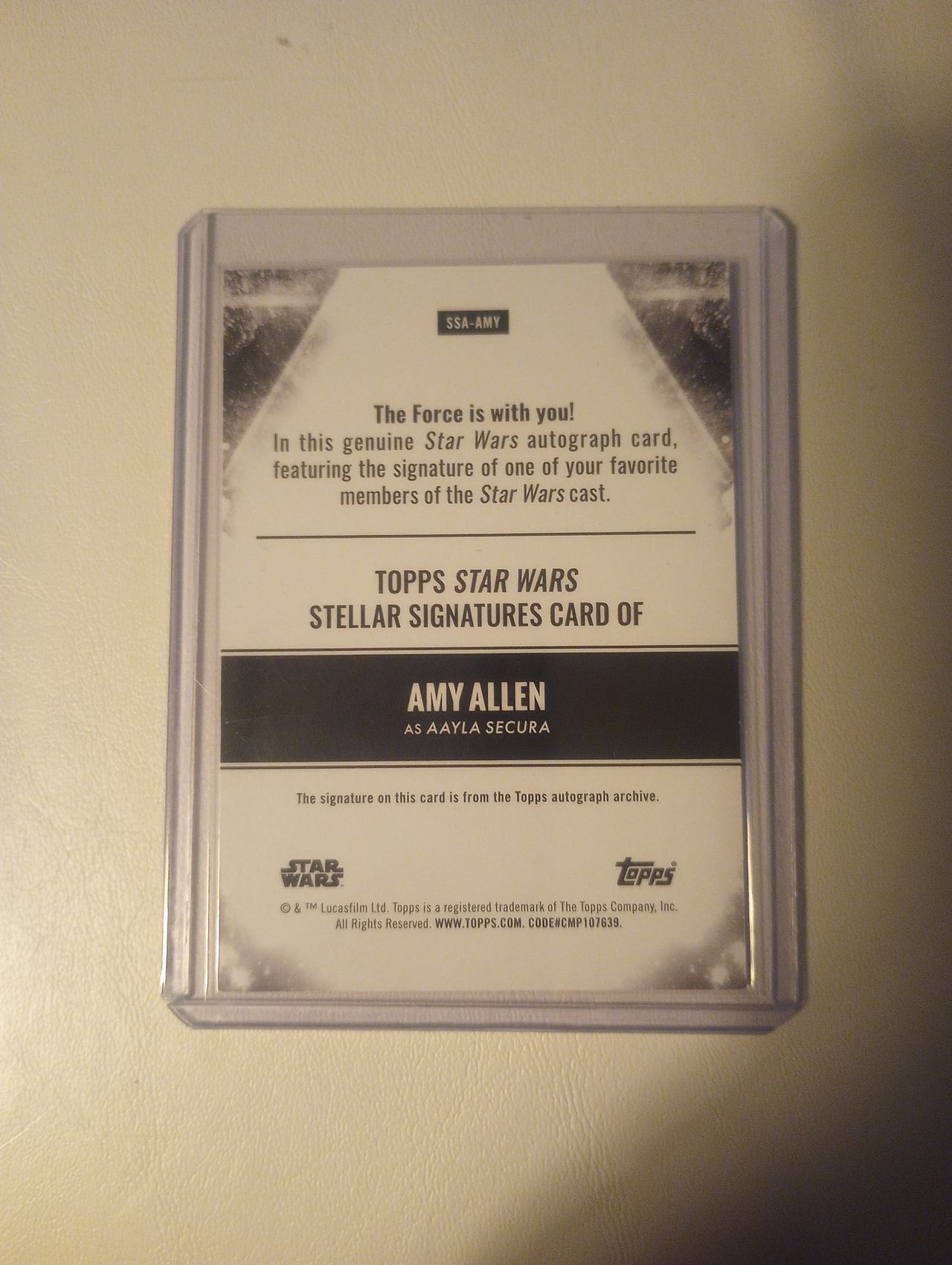 2020 Topps Star Wars Masterwork Amy Allen Aayla Secura Autograph Card