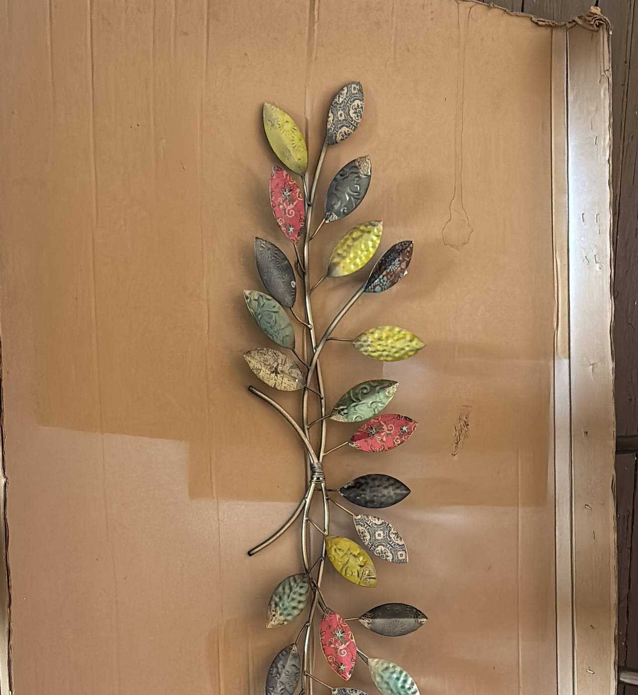 Multi-Color Metal Leaf Branch Wall Art