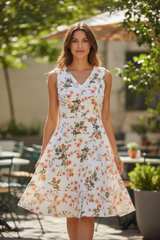 Karl Lagerfeld Paris Floral V-Neck Tiered Fit and Flare Dress - Image 2