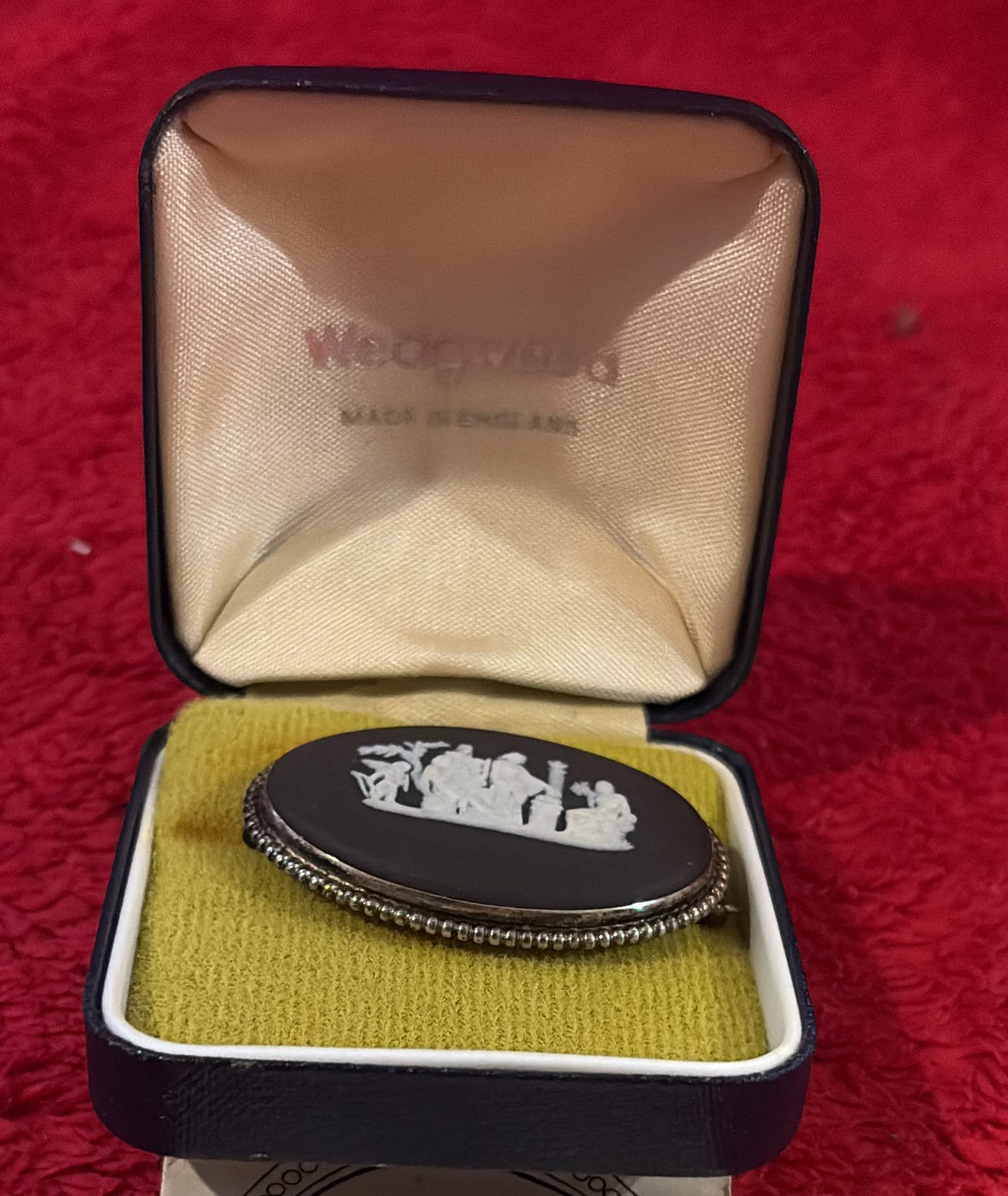 Wedgwood Black Jasperware Silver Brooch