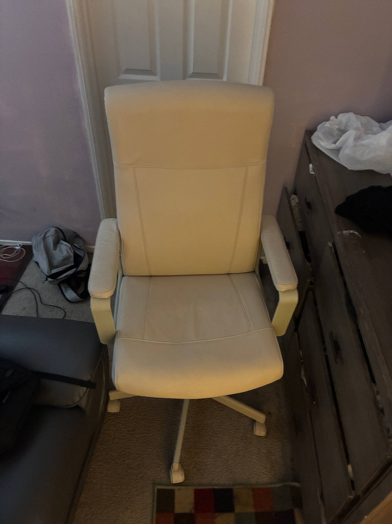 White Faux Leather Office Chair
