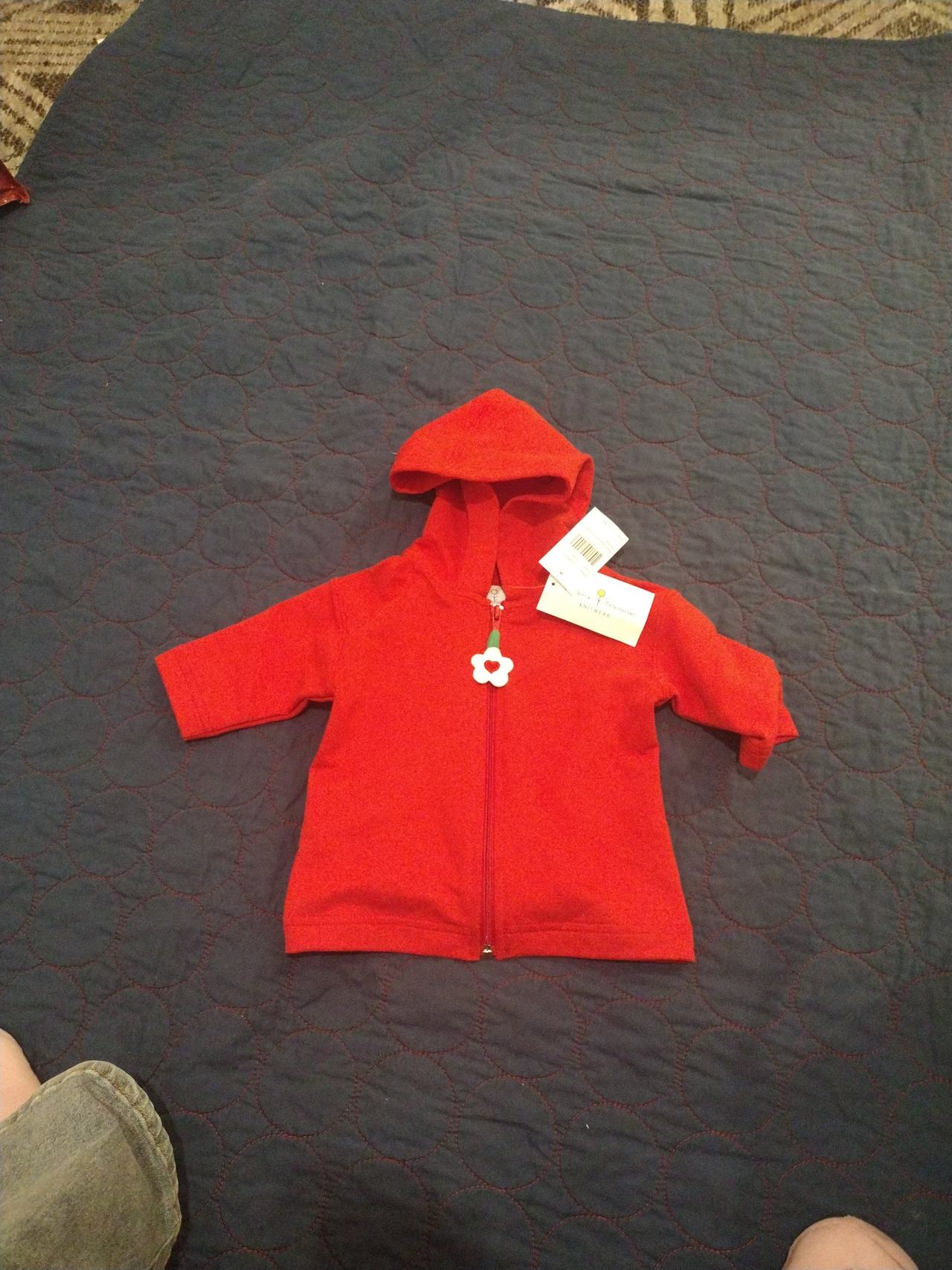 florence eiseman Baby Girl Red Knit Zip-Up Hoodie size 12 months