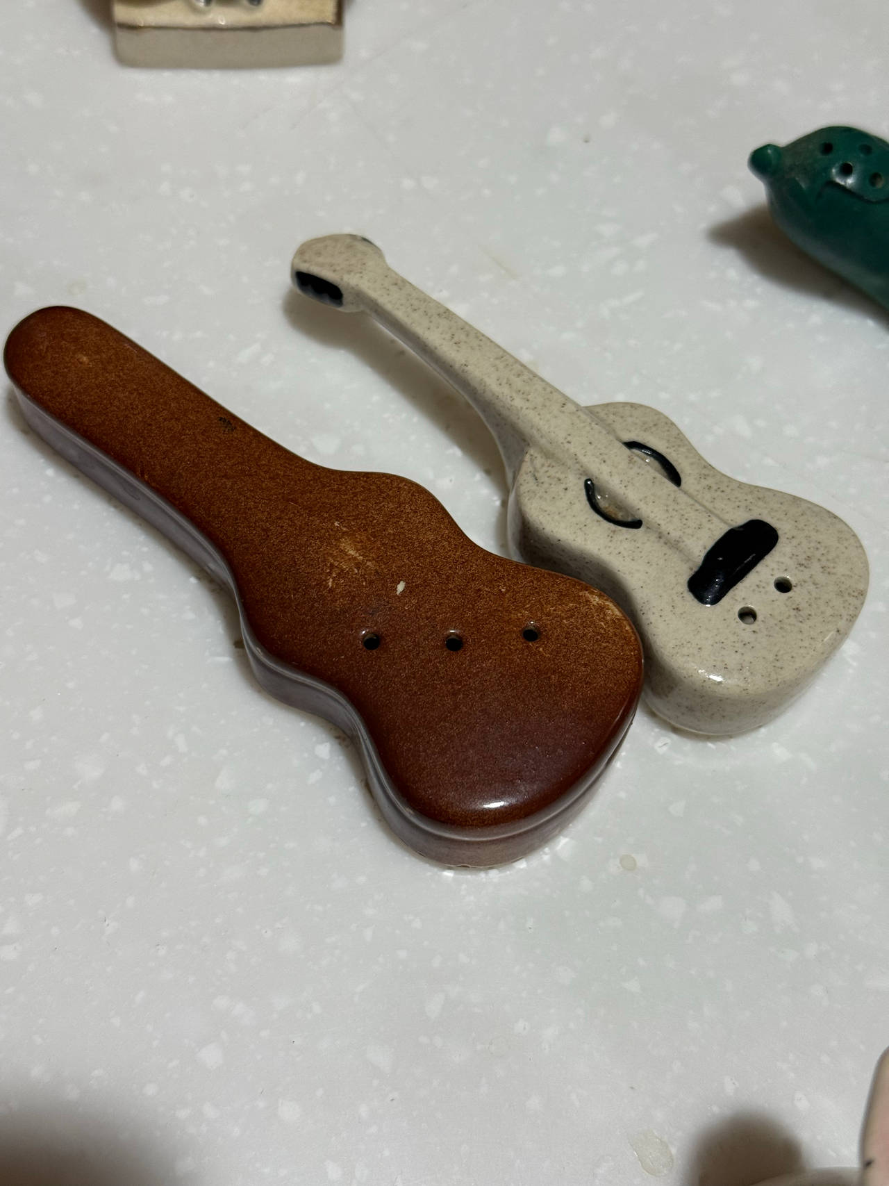 Vintage Ceramic Guitar Salt and Pepper Shakers