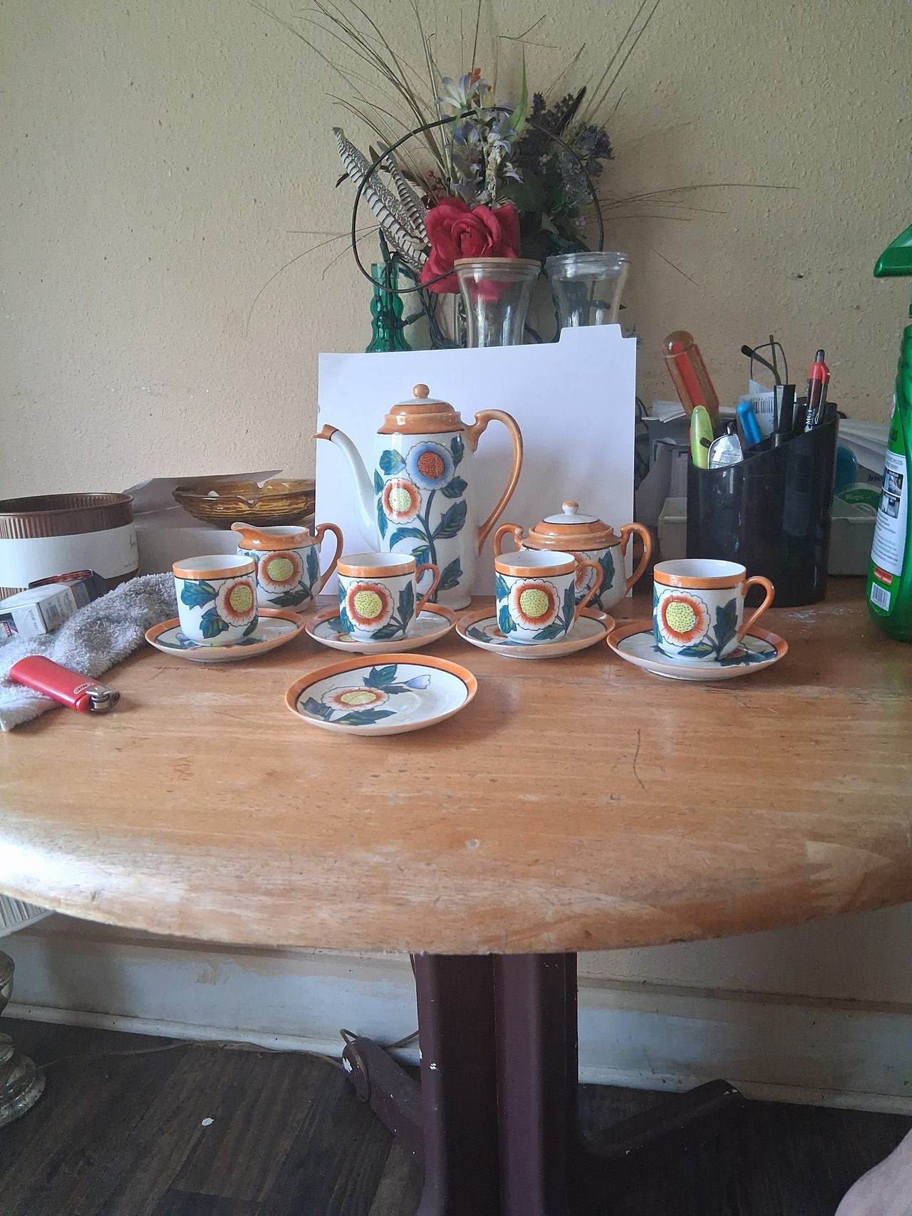 Vintage Hand Painted Sunflower Tea Set
