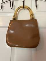 Vintage Patent Leather Handbag with Lucite Handles - Image 5
