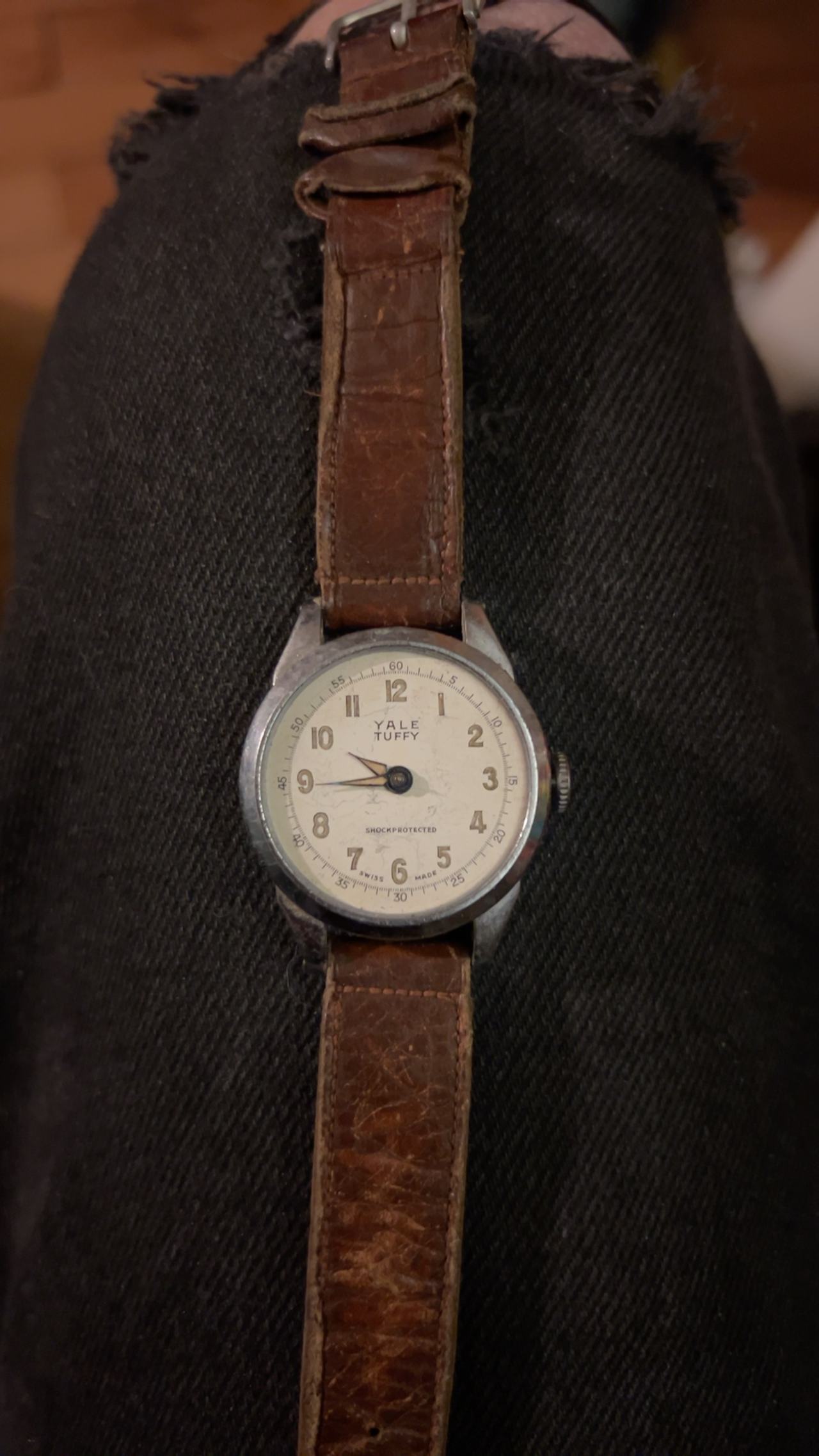 Yale Tuffy Vintage Military Watch with Leather Band