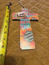 Demdaco Hand-Painted Wooden Cross with Red Rose Heart - Image 3