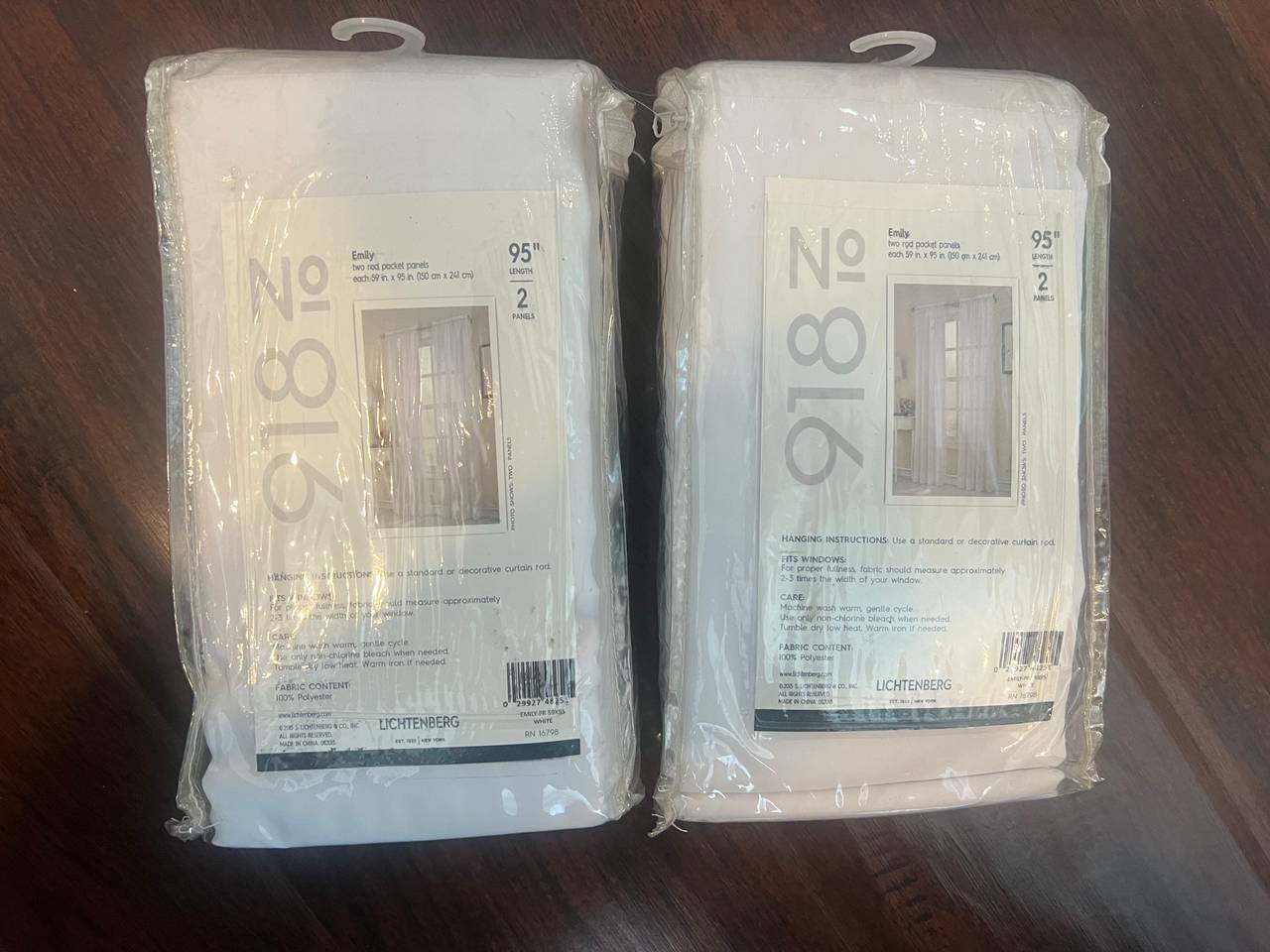 918 Emily Rod Pocket White Curtain Panels