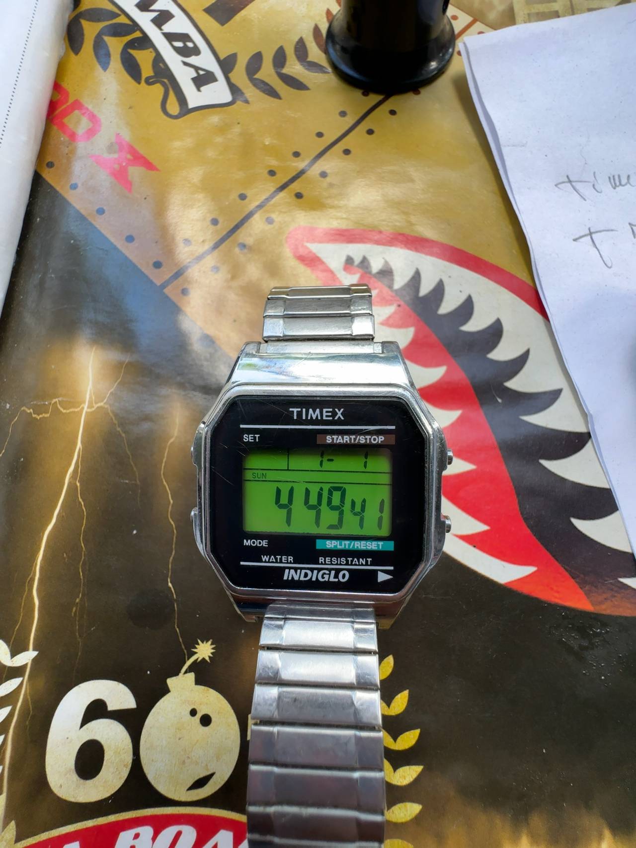 Timex T80 Digital Indiglo Watch with Stainless Steel Expansion Band