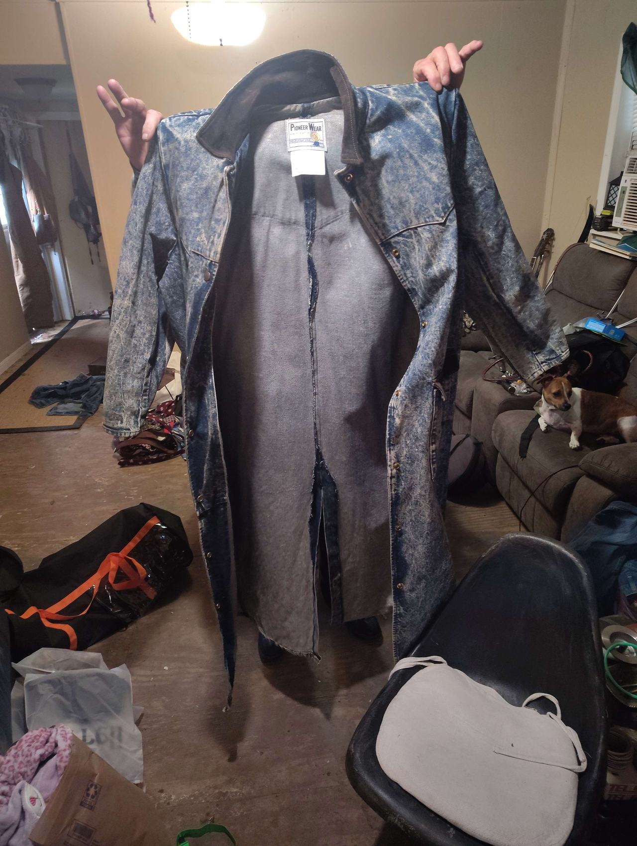 Pioneer Wear Vintage Acid Wash Denim Duster Coat