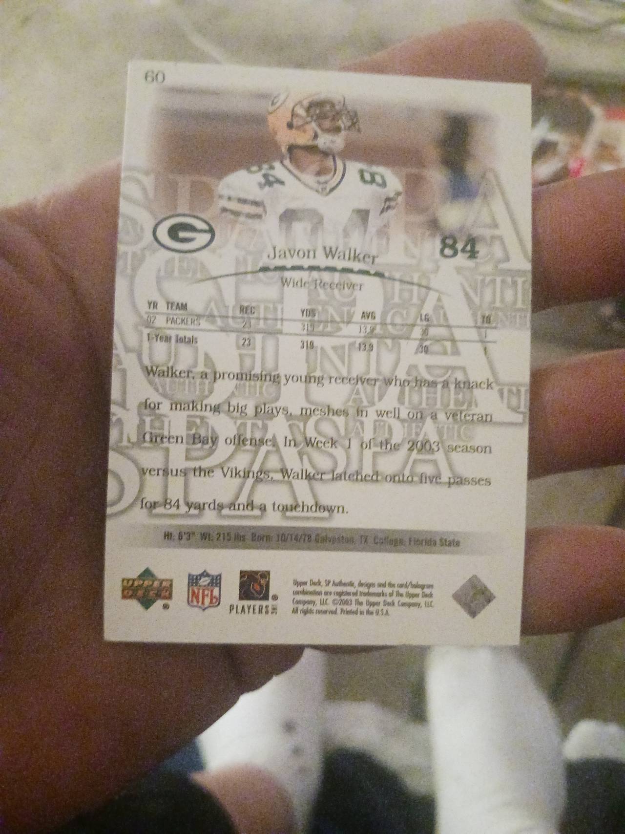 2002 SP Authentic Javon Walker Rookie Card #154