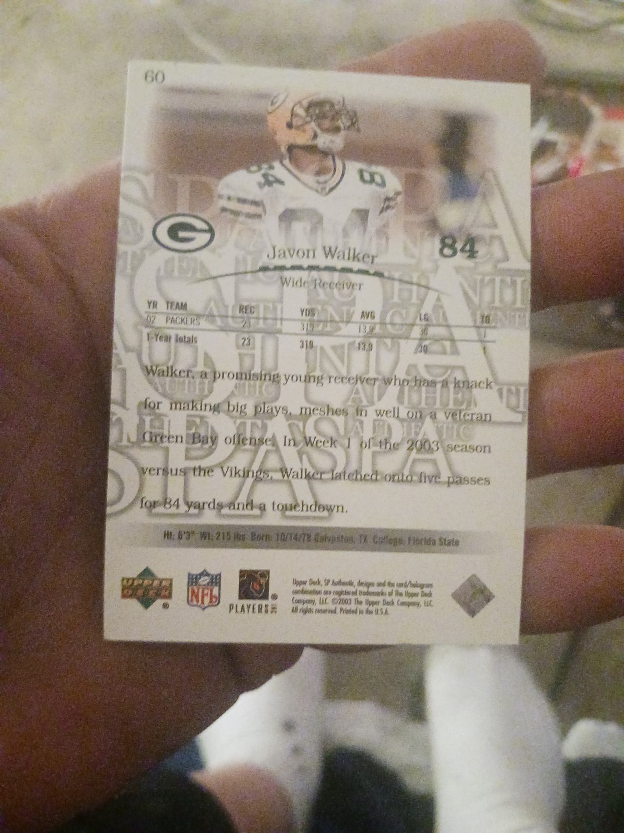 2002 SP Authentic Javon Walker Rookie Card #154