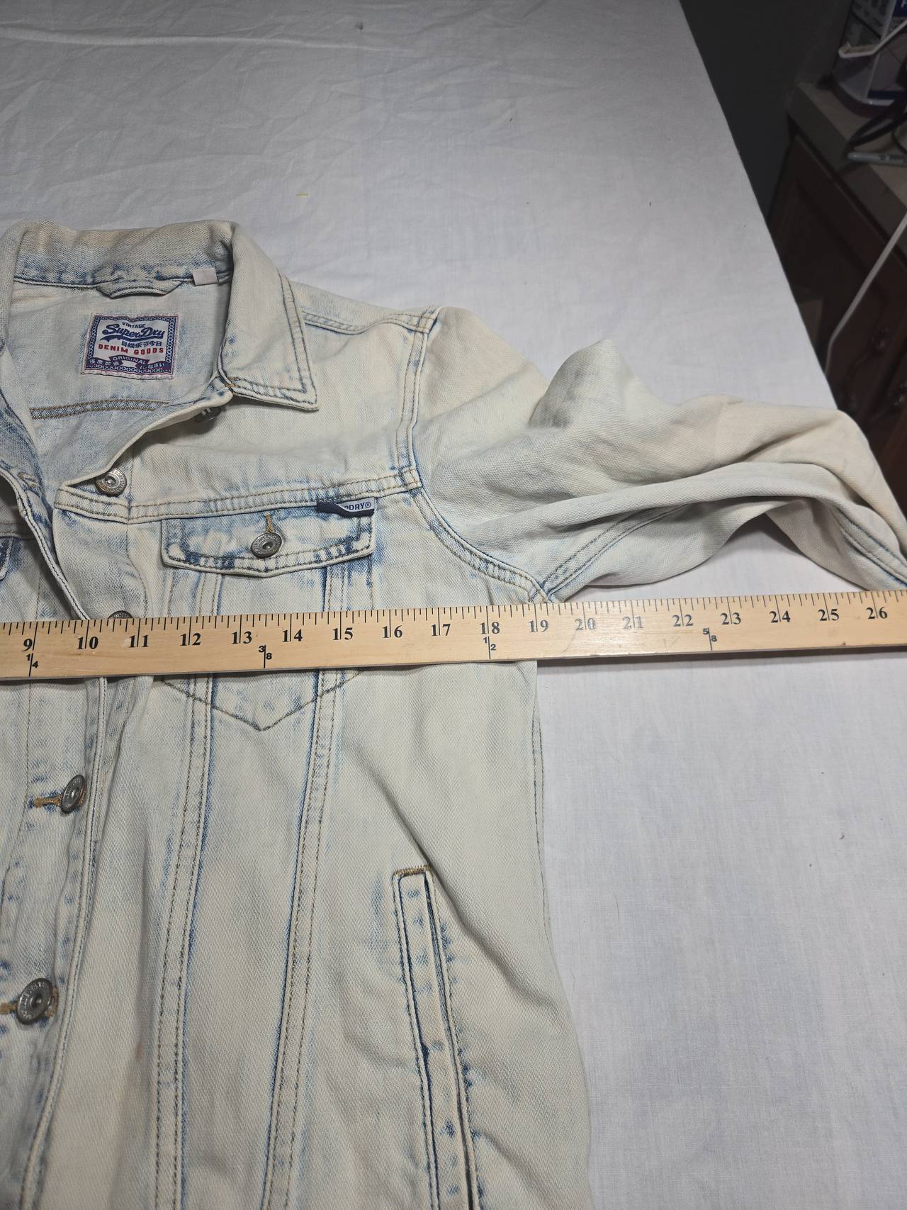 Vintage Superdry Light Wash Denim Trucker Jacket US 6