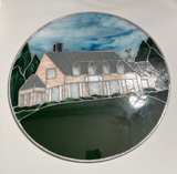 Signed Handmade Stained Glass House Landscape Panel Bobbie Burnett 1998 - Image 4