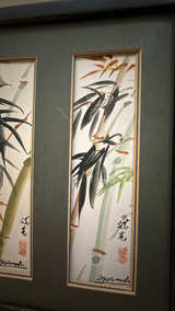 Original Bamboo Ink Painting Framed Green - Image 3