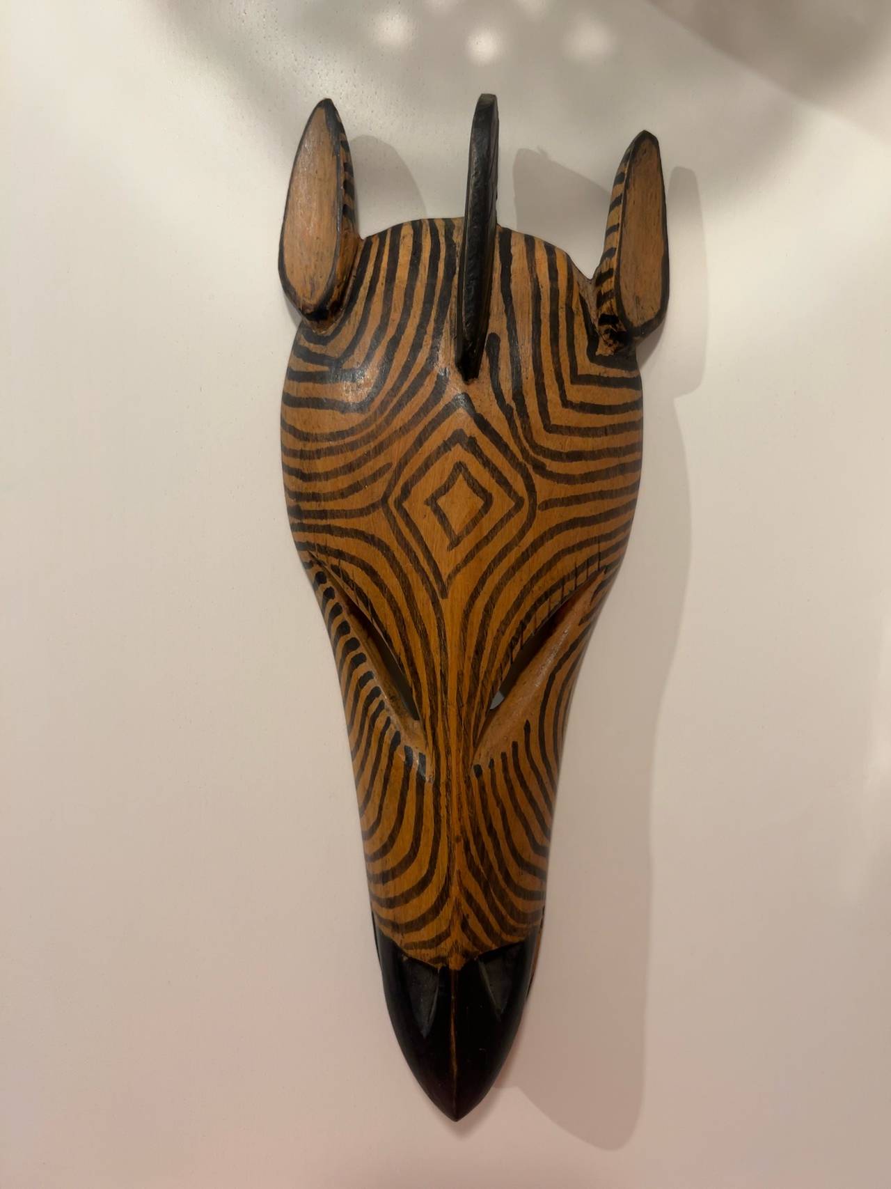 African Hand Carved Wooden Zebra Mask