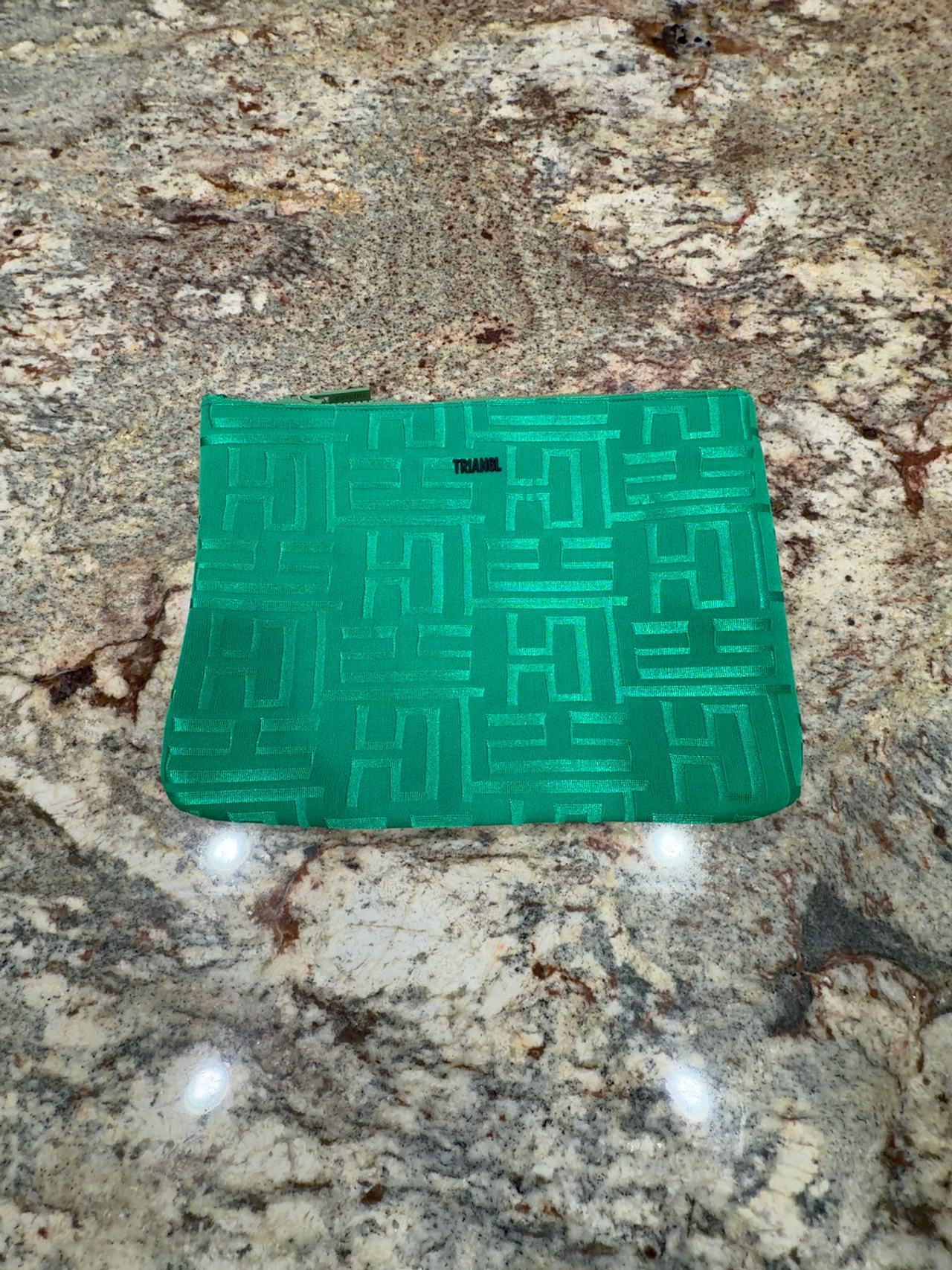 Triangl Green Zipper Pouch Bag 
