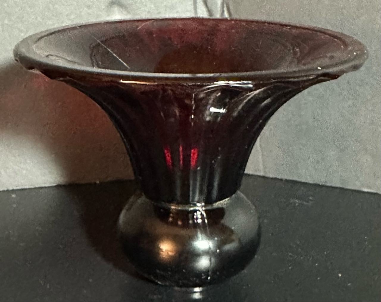 Anchor Hocking Ruby Red Ribbed Art Deco Glass Vase