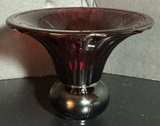 Anchor Hocking Ruby Red Ribbed Art Deco Glass Vase - Image 1
